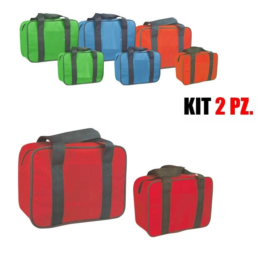2Borse Termiche 24LT e 7LT con 2 Mattonelle Ghiaccio 400ml colore Rosso