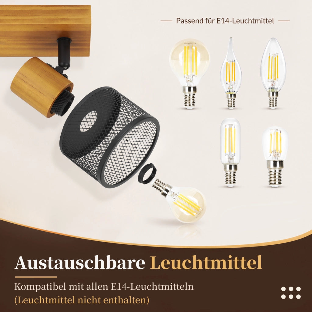 ZMH Faretto da soffitto nero 2 luci E14 stile industriale vintage in metallo ideale per soggiorno lampadine non incluse