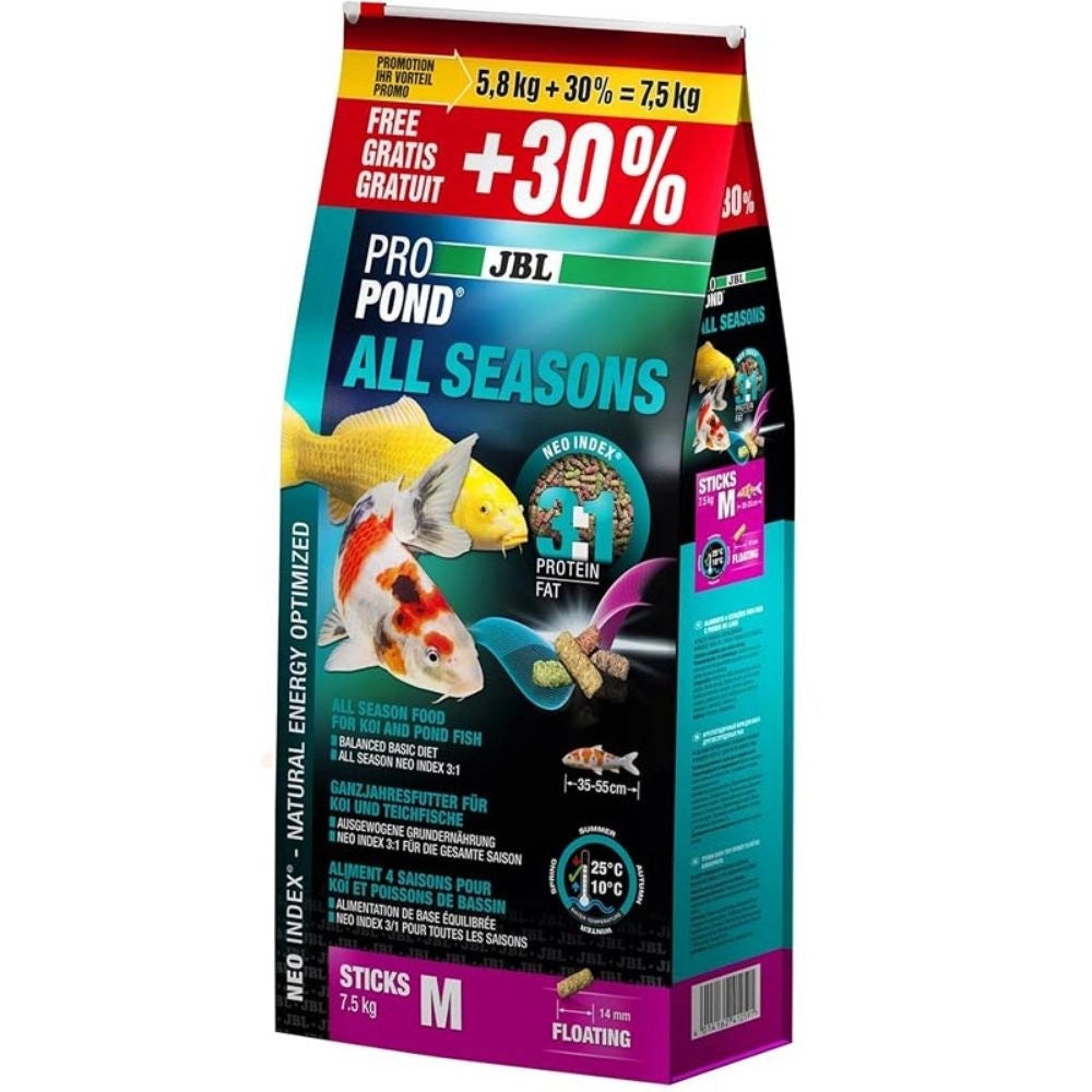 JBL ProPond All Seasons - Mangime per tutti i pesci da laghetto Formato: 7,5kg (5,8kg+30% ), Modello: M