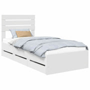 Letto singolo | Letto per adulti | Struttura del letto Bianco 100 x 200 cm Legno Ingegnerizzato