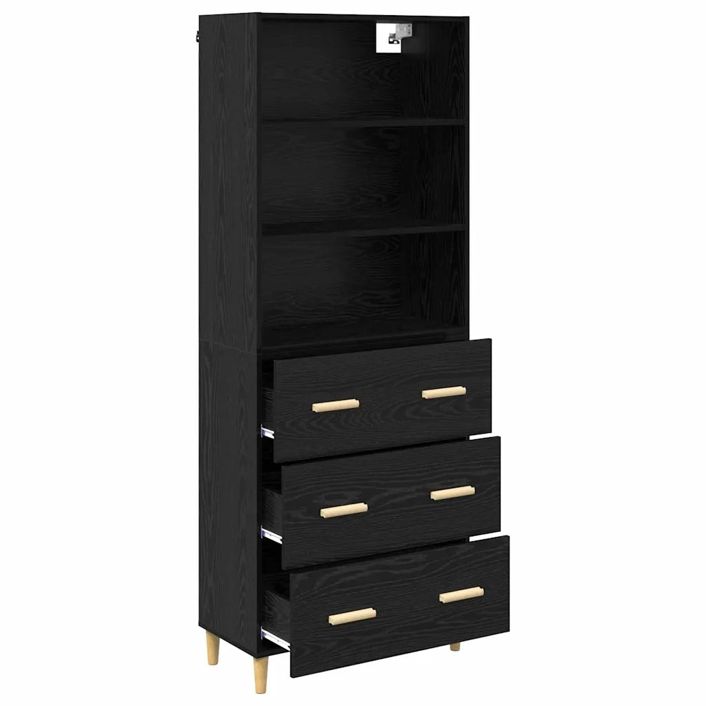 Credenza-Buffet-Armadio da cucina Rovere Nero 69,5 x 34 x 180 cm Legno multistrato 412376