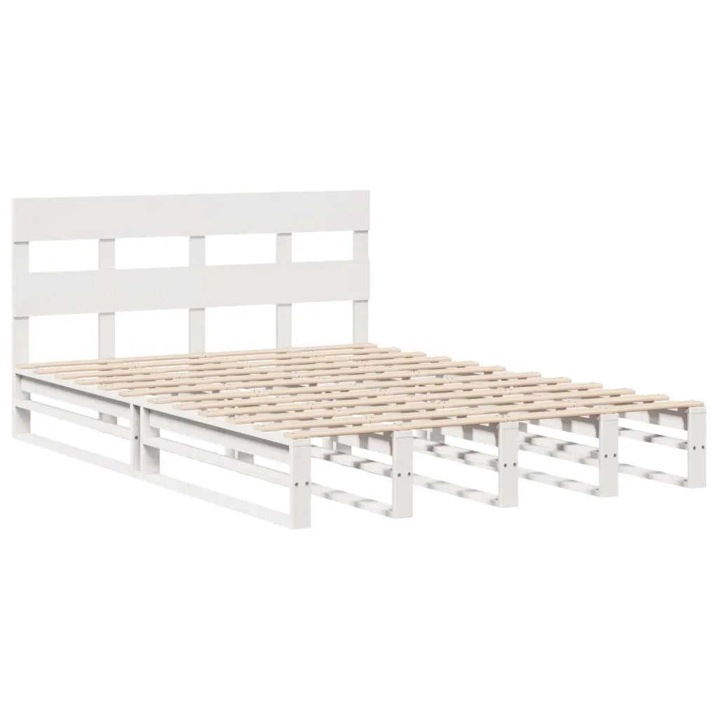 Letto senza Materasso Bianco 150x200 cm Legno Massello di Pino