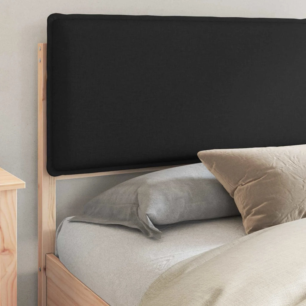 Letto con Testiera Rivestita-Struttura Letto con Testiera Nero 180 x 200 cm Pino massello 451893