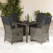 Set Bistrò da Giardino 5 pz con Cuscini in Polyrattan Grigio 3276894