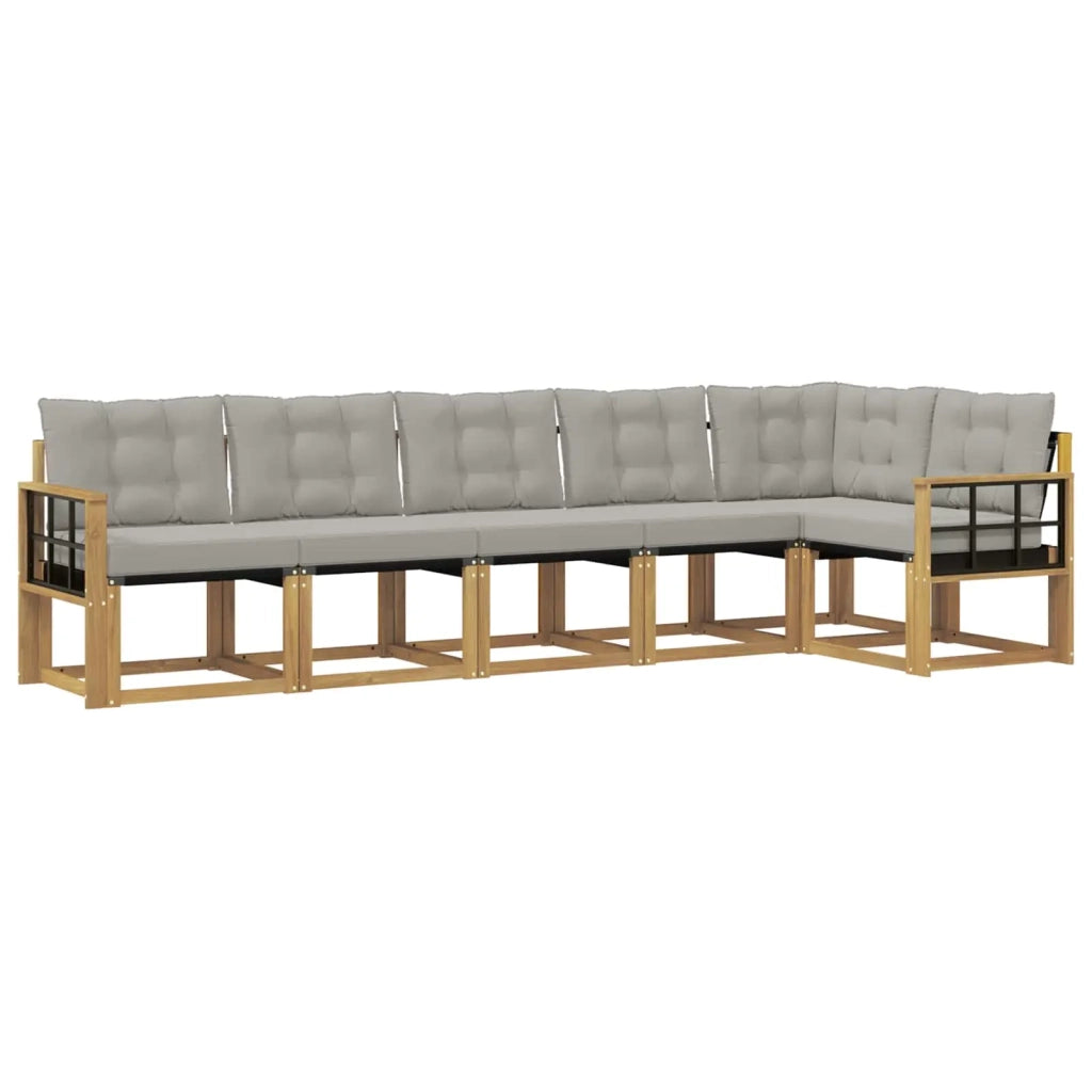 Set di divani da esterno 6 pz Bianco e Grigio Chiaro 3389529
