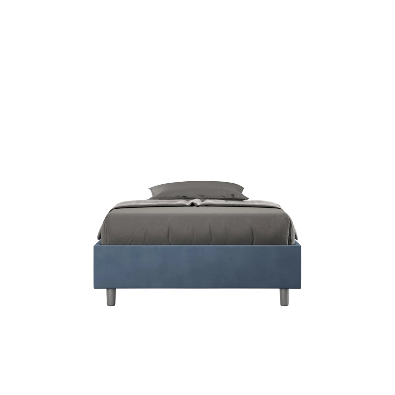 Letto Sommier imbottito 1 piazza e mezza 120x210 cm Azelia - Senza rete,Microfibra,Blu