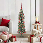 Albero di Natale Artificiale Sottile Verde e Bianco 120 cm 3395269