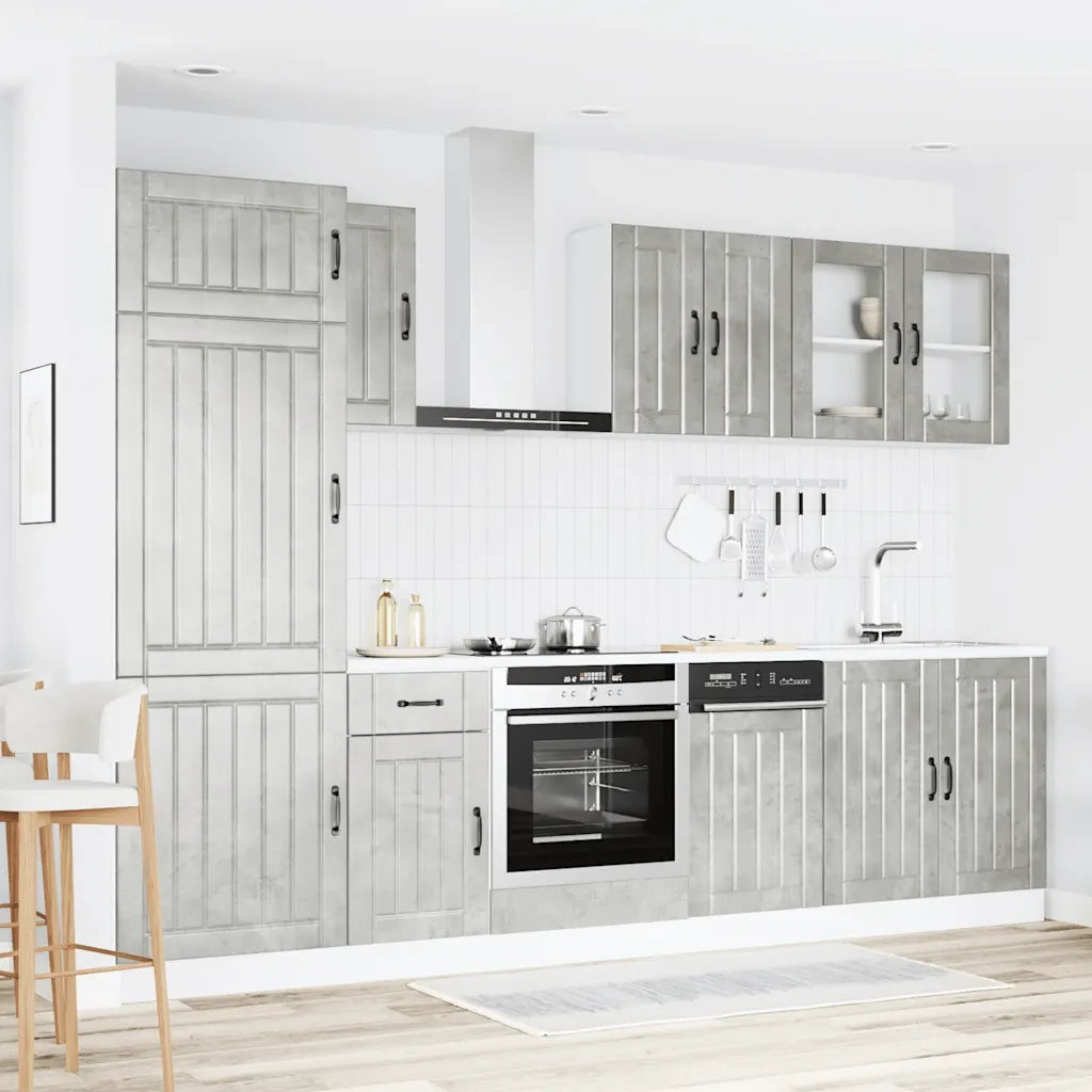 Set Mobili da Cucina 8 pz Lucca Grigio Cemento in Truciolato 3314805