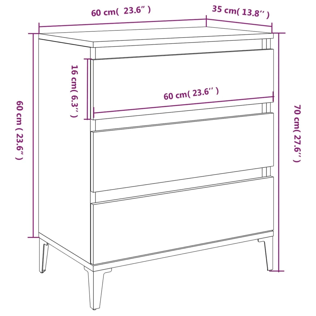 Credenza Rovere Fumo 60x35x70 cm in Legno Multistrato 823053
