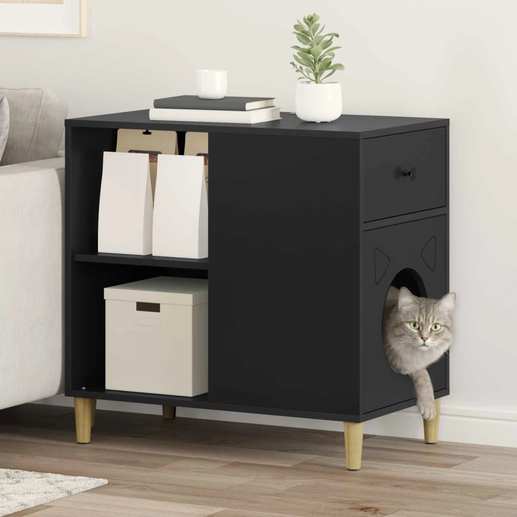 Casa per Gatti Nero 72 x 42.5 x 70 cm Legno multistrato CFW9258583
