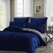 Biancheria da letto in flanella invernale, 135 x 200 cm, coperta in flanella blu scuro, grigio, morbida, soffice, reversibile, 135 x 200 cm, tocco di velluto, casimir, 135 x 200 cm