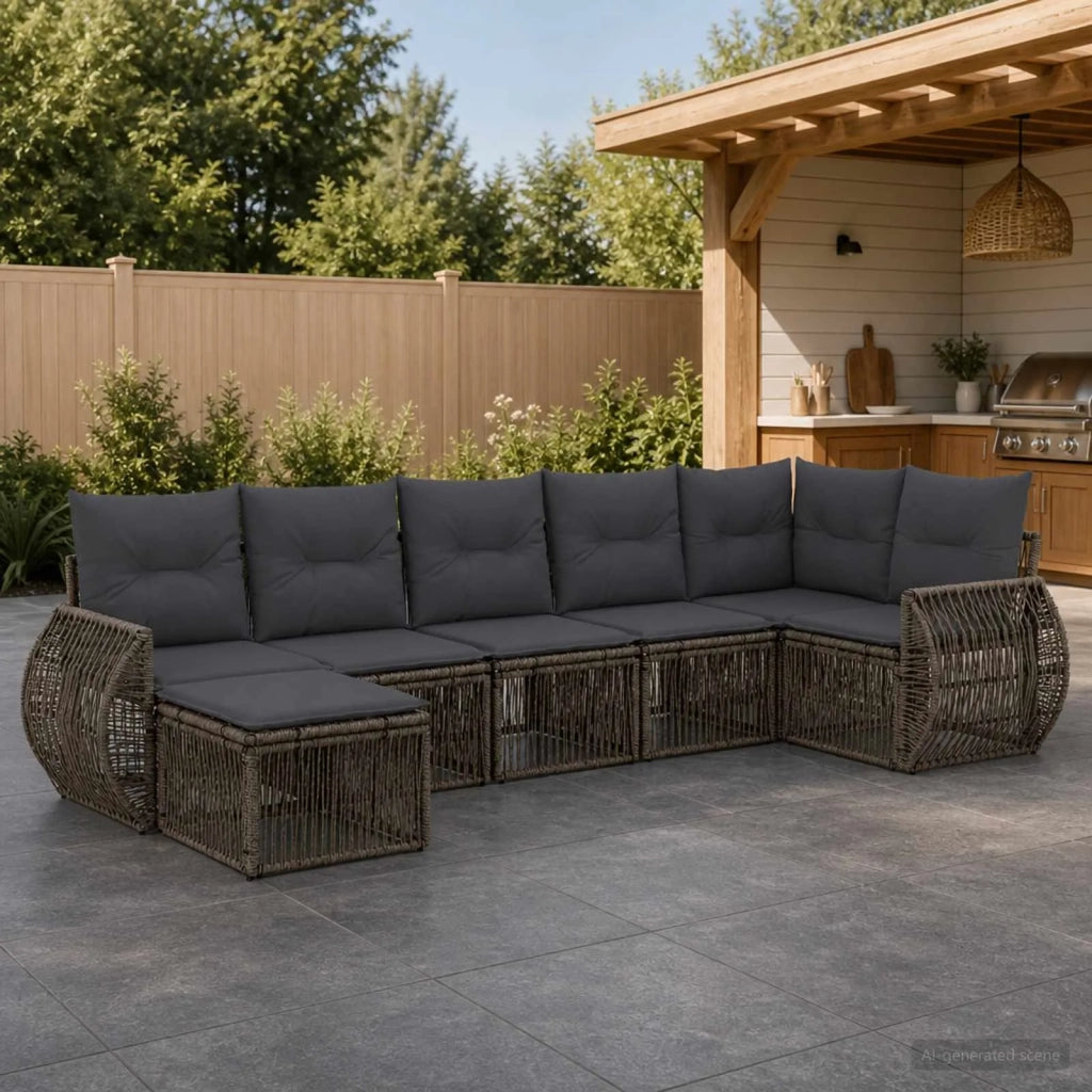 Set Divano da Giardino 7 pz Grigio e Grigio Scuro polyrattan 3435491