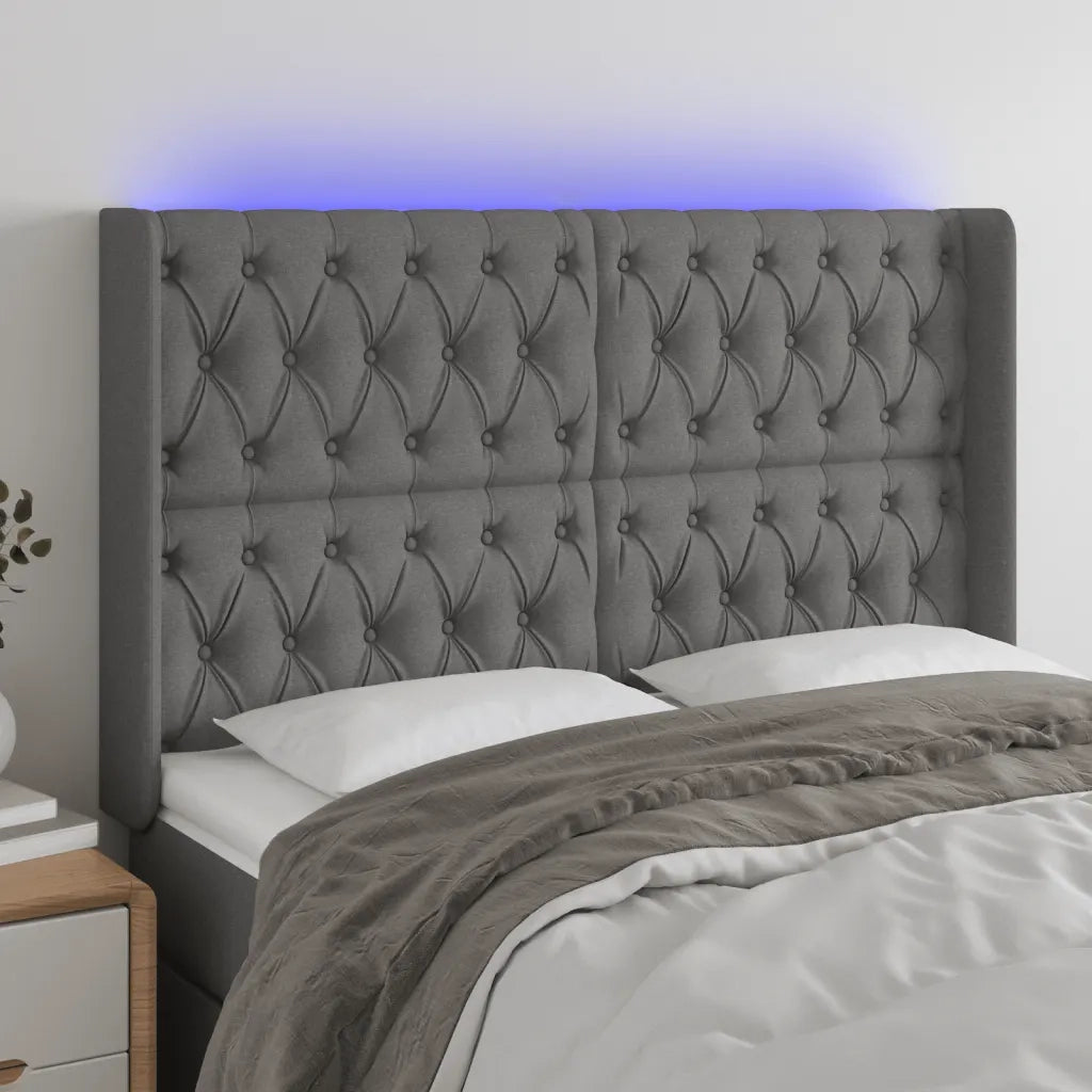 Testiera | Testata a LED GrigioScuro 163x16x118/128cm inTessuto