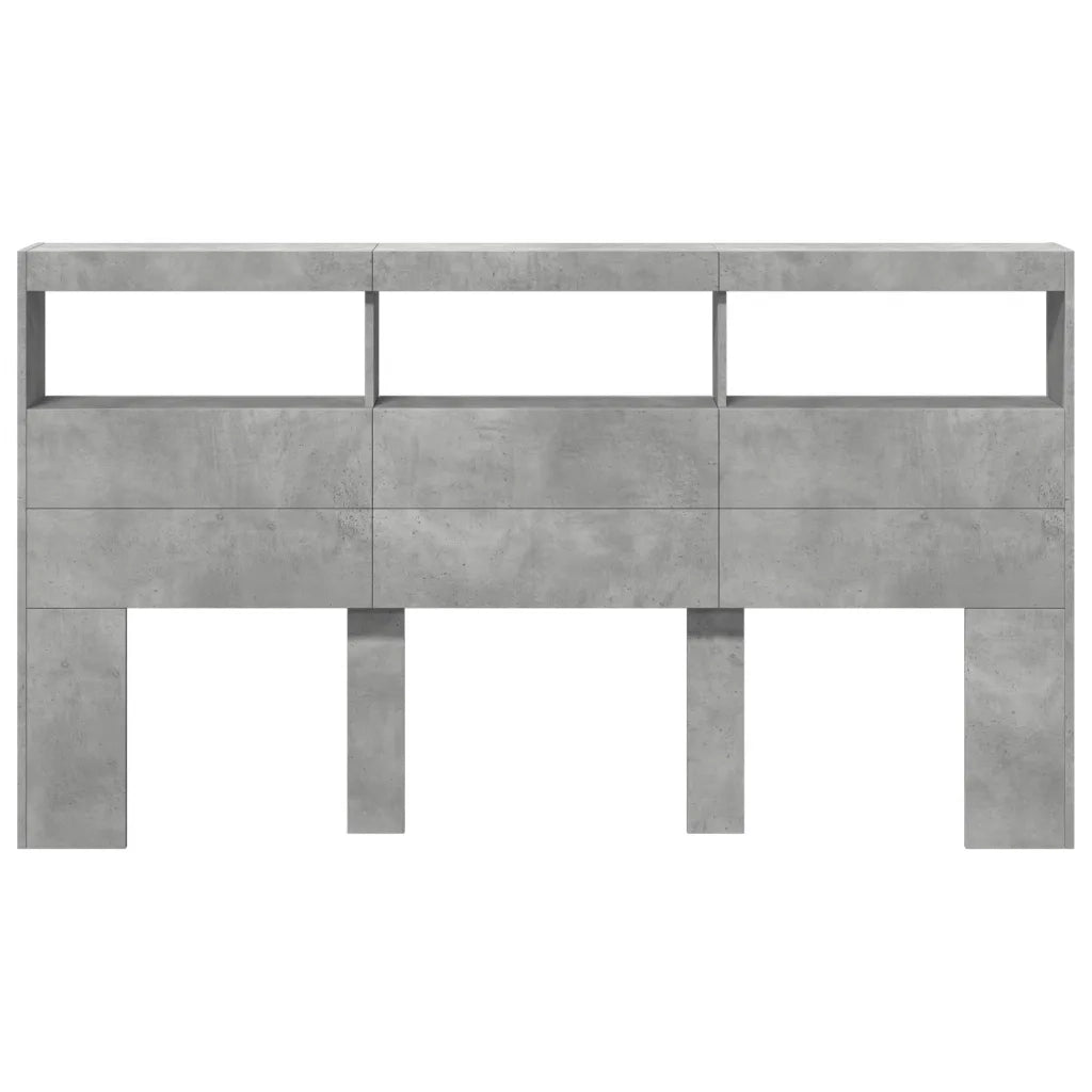 Testiera | Testata con Contenitore a LED Grigio Cemento 180x17x102 cm