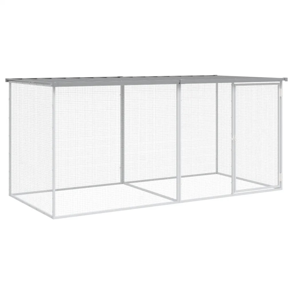 Gabbia per polli con tetto grigio chiaro 203x98x90 cm in acciaio zincato CFW9633839