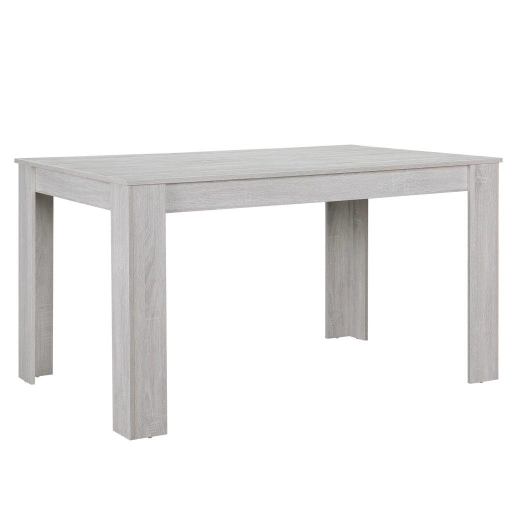 Set Pranzo con Tavolo 140x90 cm e 6 Sedie in Similpelle - Effetto Rovere Bianco / Nero [en.casa]