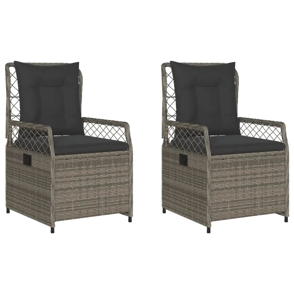 Sedie da Giardino Reclinabili 2 pz | Sedie da Esterno Grigio Polyrattan