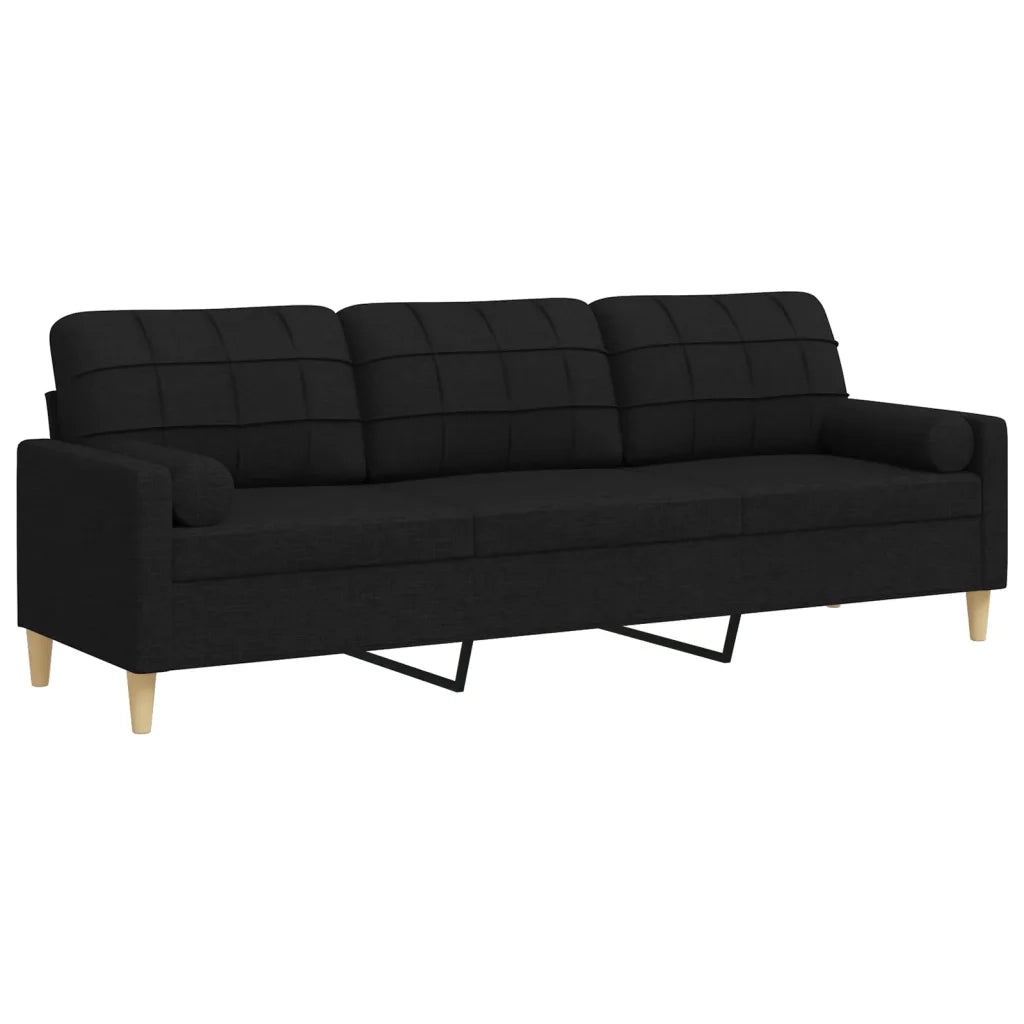 Divano a 3 Posti con Cuscini Nero 210 cm in Tessuto 3278205