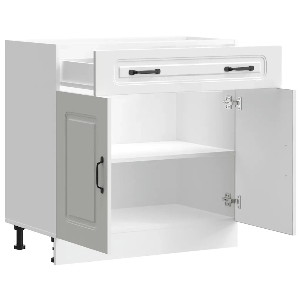 Mobile da cucina moderno con vano contenitore 80 x 46 x 81,5 cm design pulito in legno composito bianco 02_0049920