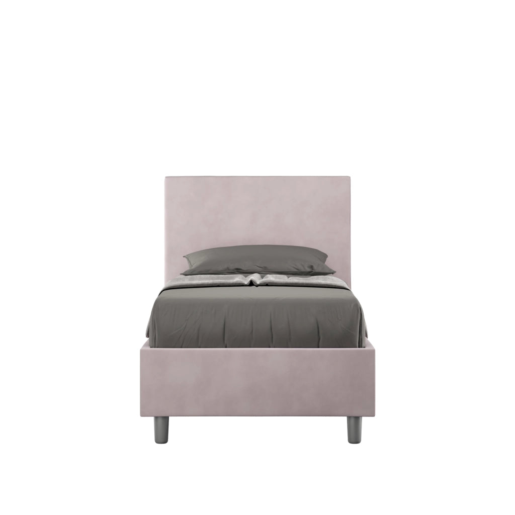 BS COM Letto singolo contenitore imbottito 80x210 microfibra glicine