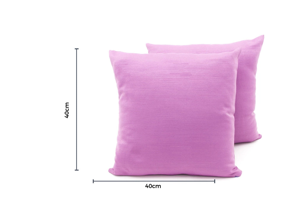 Coppia Cuscini Arredo Imbottiti Tessuto Ottoman In Tinta Unita Colore Glicine 42 - 40x40 - Glicine 42