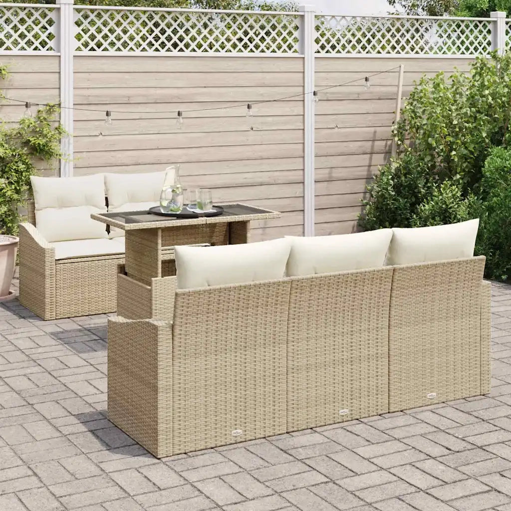 Set Divano da Giardino 6 pcs Beige Poly Rattan 3357654