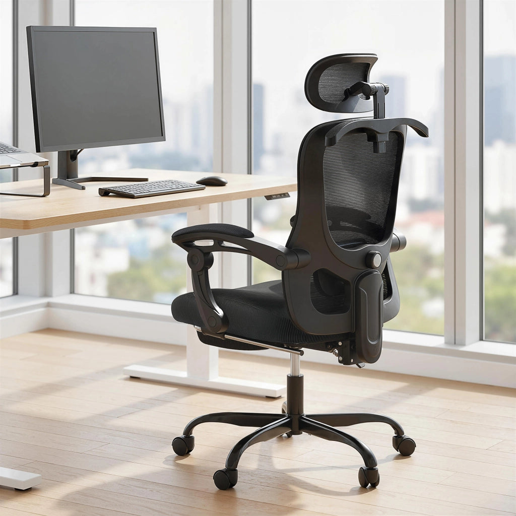 Sedia da ufficio ergonomica ¨C Minimal ¨C nera, rete, 64x64x124 cm