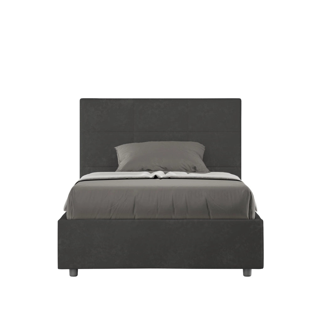 Letto 1 Piazza e Mezzo 120x200 cm con Rete e Contenitore Mika Grigio