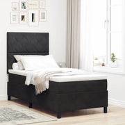 Letto a Sorgente LED con materasso Nero 90 x 190 cm Tessuto