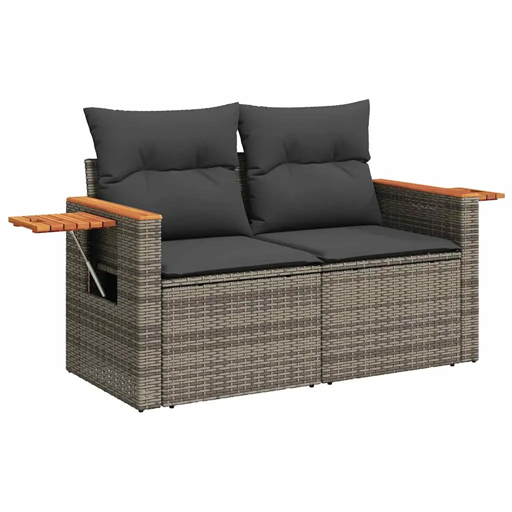 Set Divano da Giardino con cuscino 17 pcs Grigio polyrattan