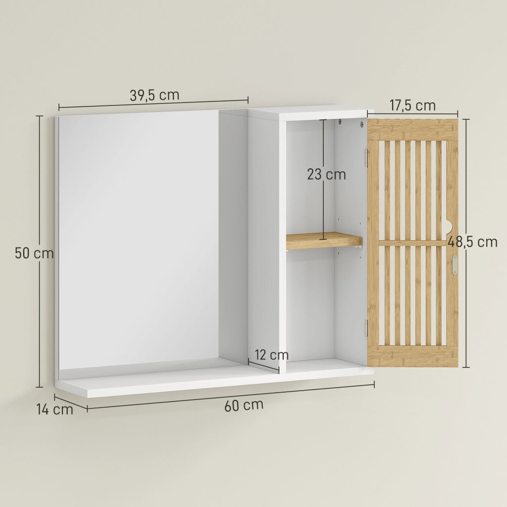 Armadietto da Bagno con Specchio e Ripiani ¨C Minimal ¨C Bianco 60x30x