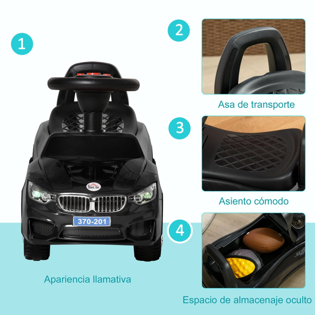 Carrello Primi Passi per Bambini 18-36 Mesi ¨C Xylo ¨C con Luci LED Musica Volante Contenitore Nero