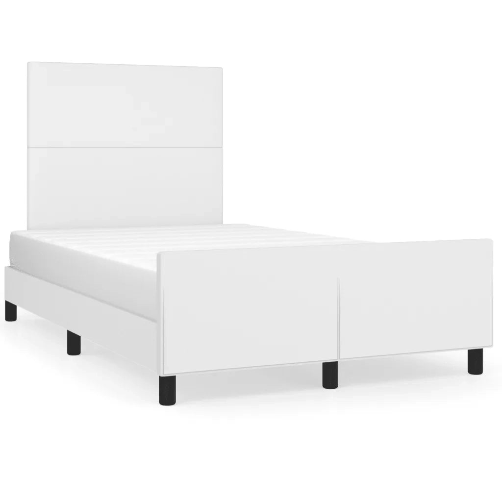 Letto matrimoniale | Letto per adulti | Giroletto con Testiera Bianco 120x200 cm in Similpelle