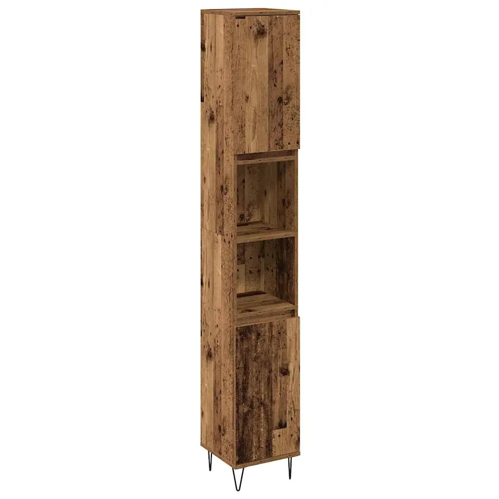Set di mobili per il bagno con lo scaffale 3 pcs Legno vecchio