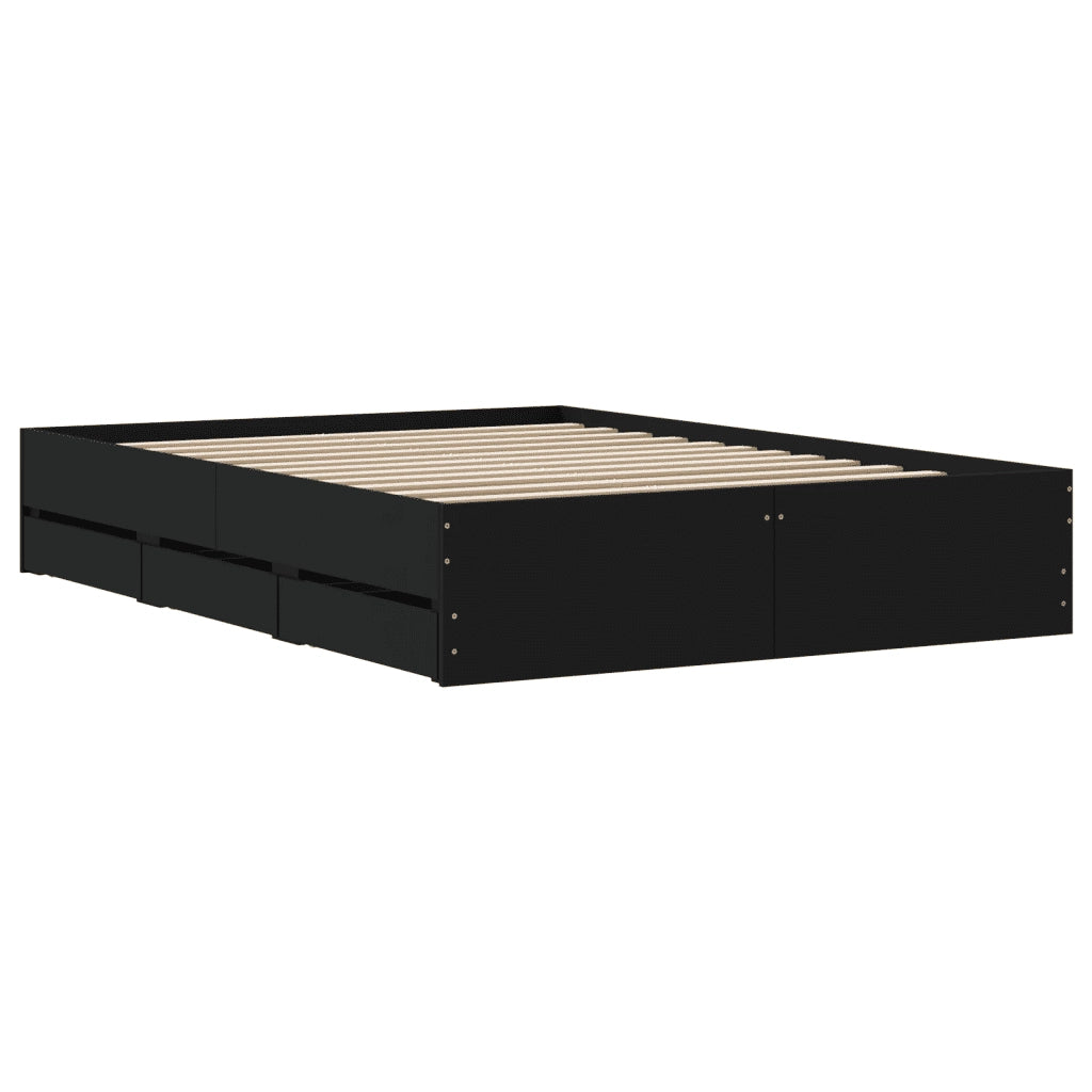 Giroletto con Cassetti-Struttura Letto con contenitore Nero 120x190 cm in Legno Multistrato 134529