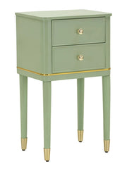 Comodino Camille Verde 40 cm - Legno di Pino e MDF, Stile Shabby Chic, Design Sophisticated per zona notte, Finitura Oro - 142913000V