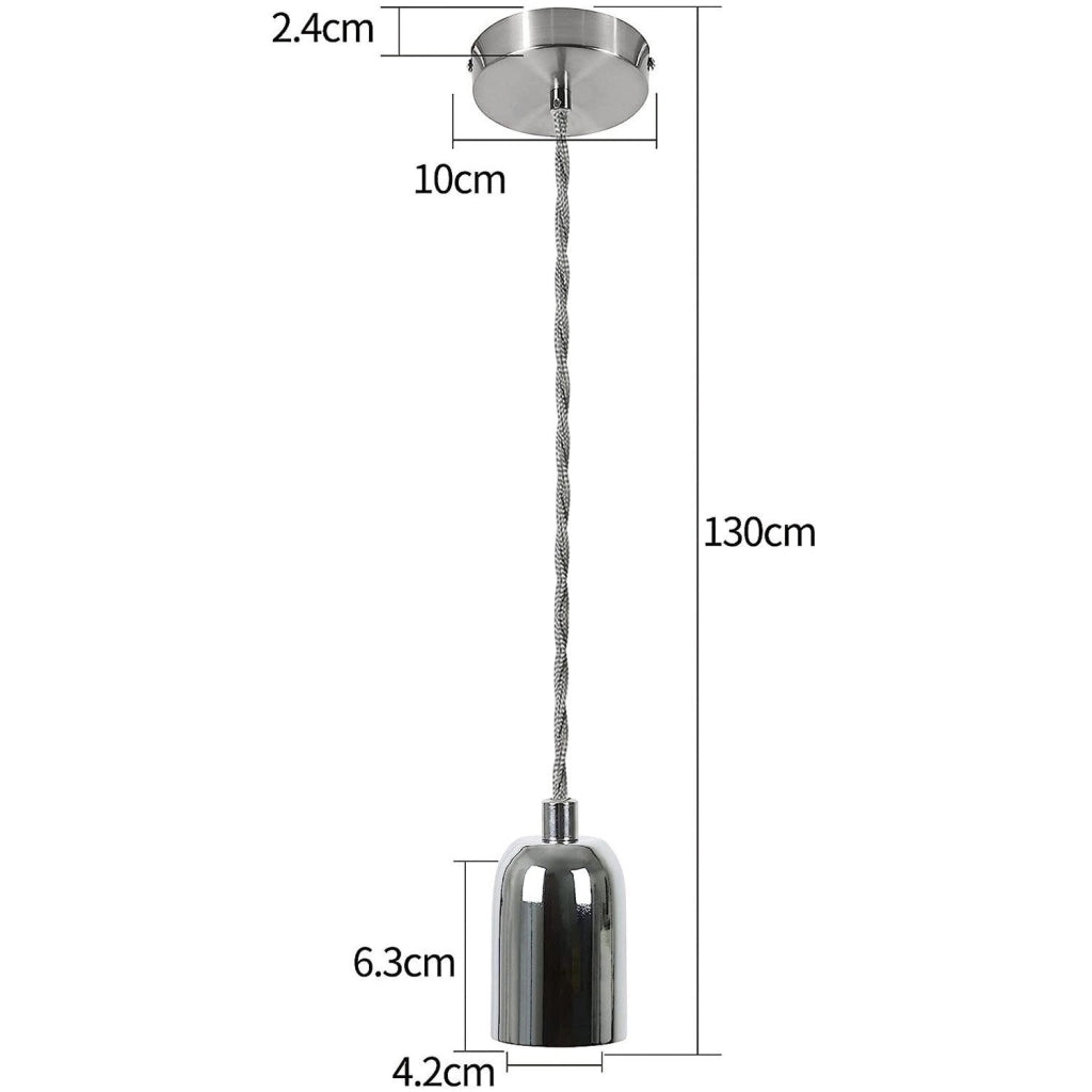 Lampada a sospensione ZMH metallo argentato diametro 10 cm E27 cavo Edison industriale retr¨° lunghezza 1.3 metri