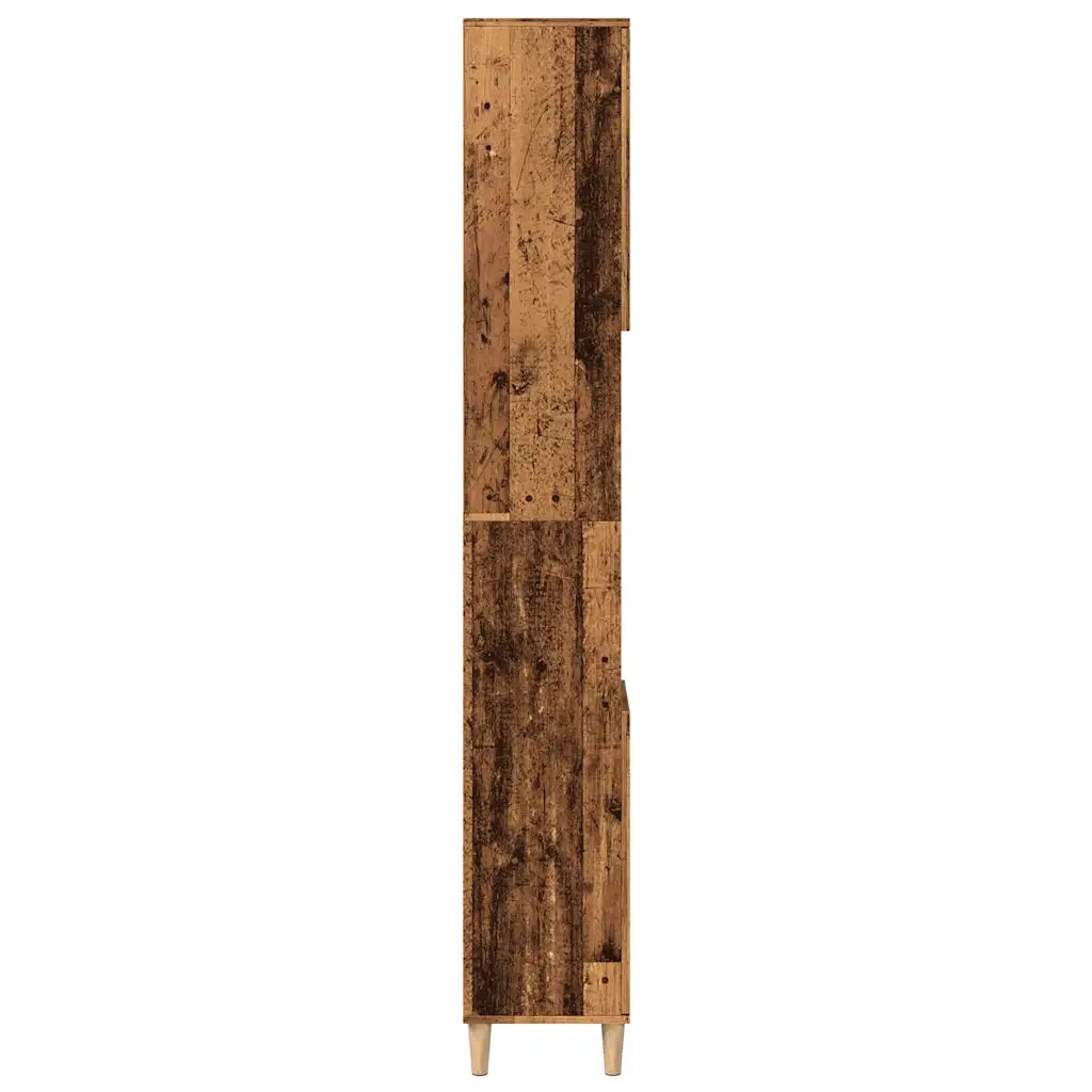 Armadietto Bagno Legno Antico 30x30x190 cm in Legno Multistrato 857102
