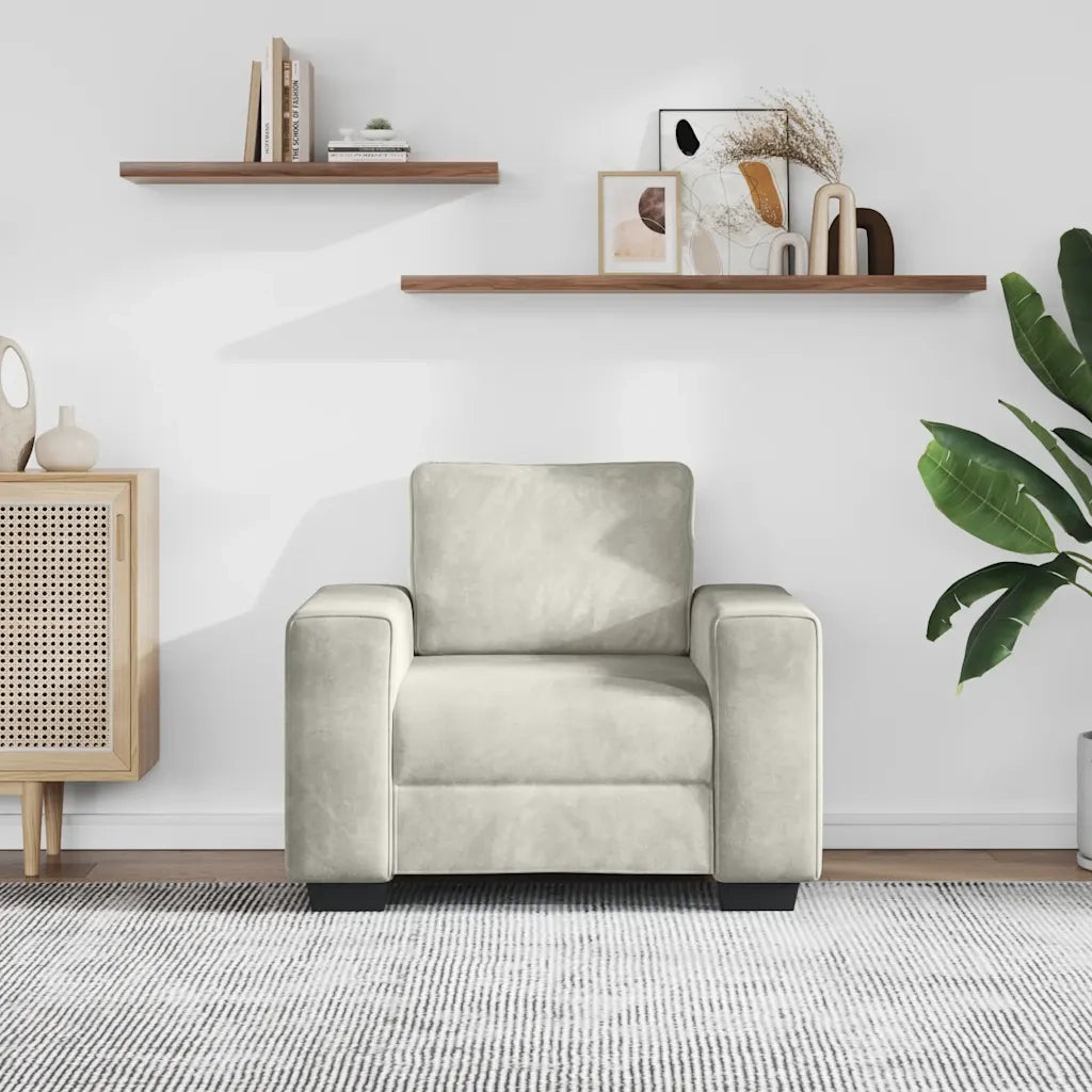 Divano Sedia Crema 100x77x82 cm Velluto 4105255