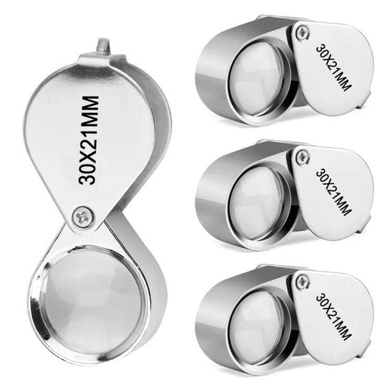 Vergrootglas professionale 30x - Opvougbile - Manico - Vergoglio cristallino - Esame di pietre preziose - Qualità premium - Microscopio