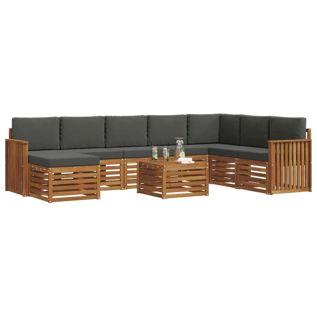 Set divano sezionale con cuscino 9 pcs Naturale e Antracite 3375327
