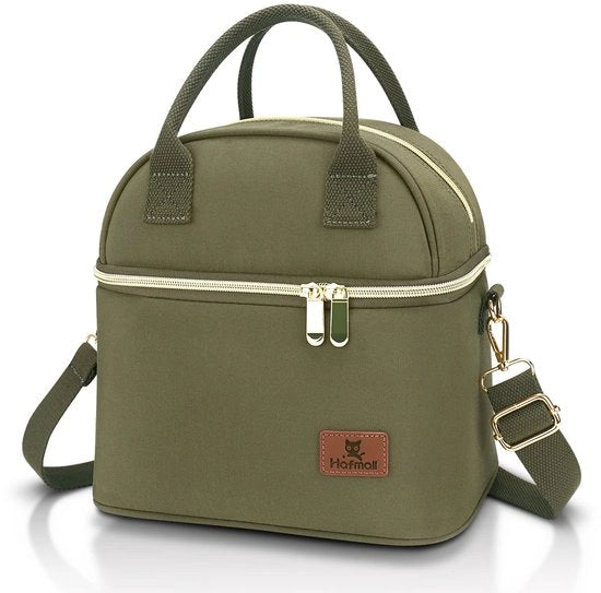 Borsa Insolata a Doppio Fondo, 9L Borsa per Uomo e Donna, con Cinturino Regolabile e Tasca Termica per Lavoro e Scuola (Verde)