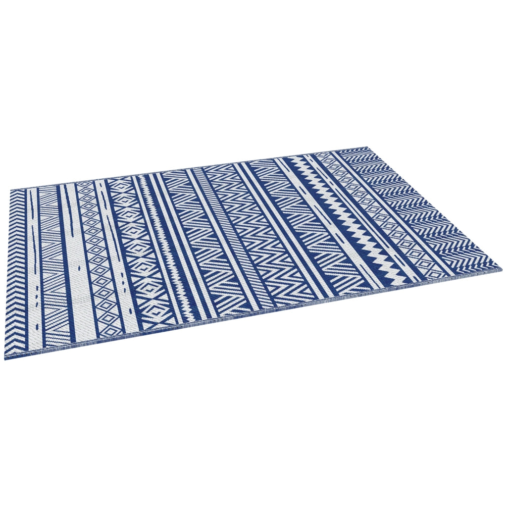 Tappeto Reversibile 182x274 cm ¨C zephmum ¨C Blu Scuro e Bianco