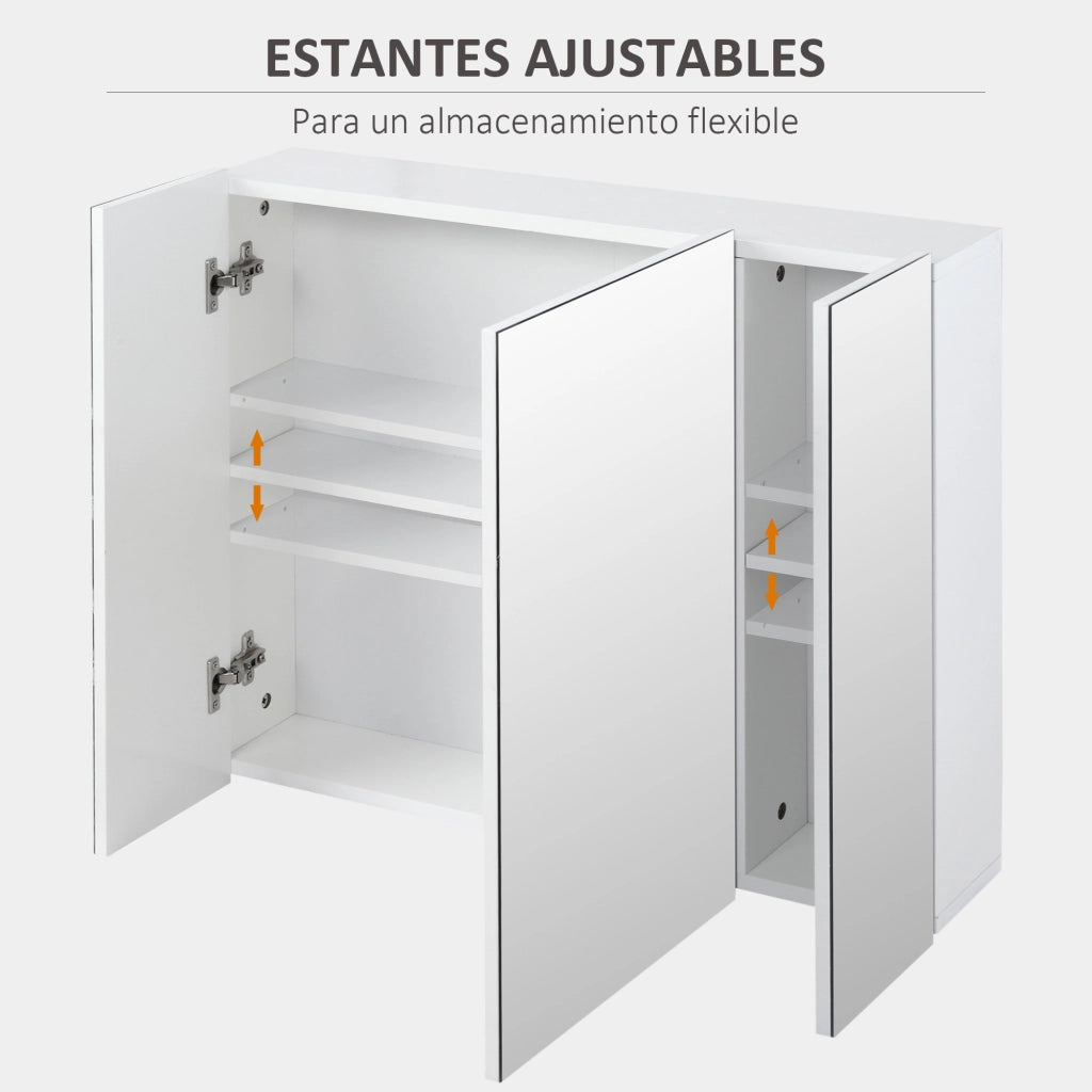 Mobiletto Bagno con Specchio e Ante ¨C zephmum ¨C Bianco 70x15x60cm