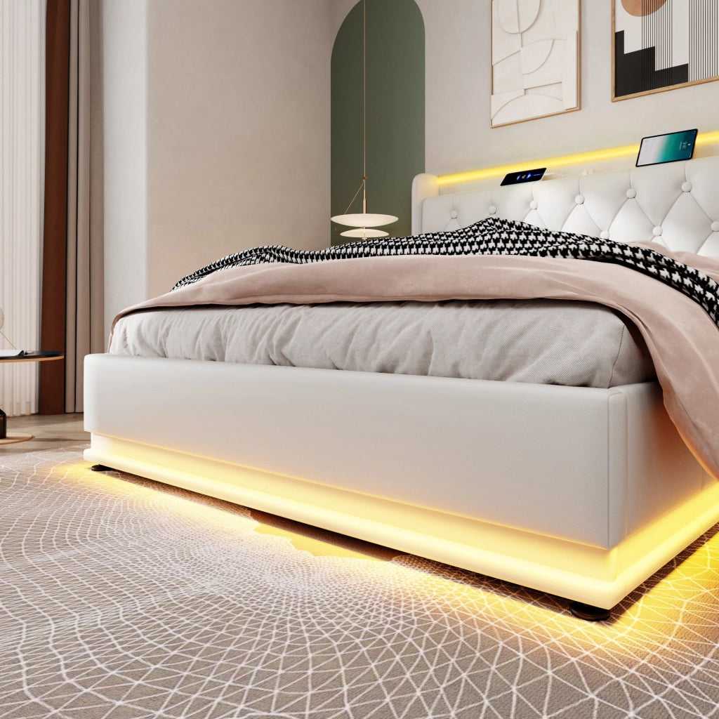 letto imbottito pu bianco 140 x 200 cm