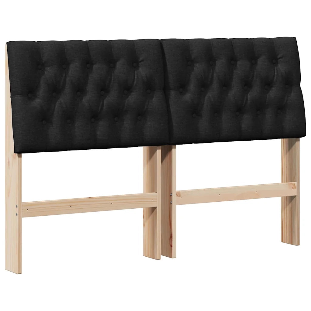 Testiera | Testata imbottita Nero 140 cm Pino massello