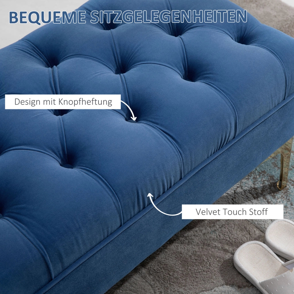 PANCA Imbottita 118 x 45 x 42 cm Blu/Oro in legno