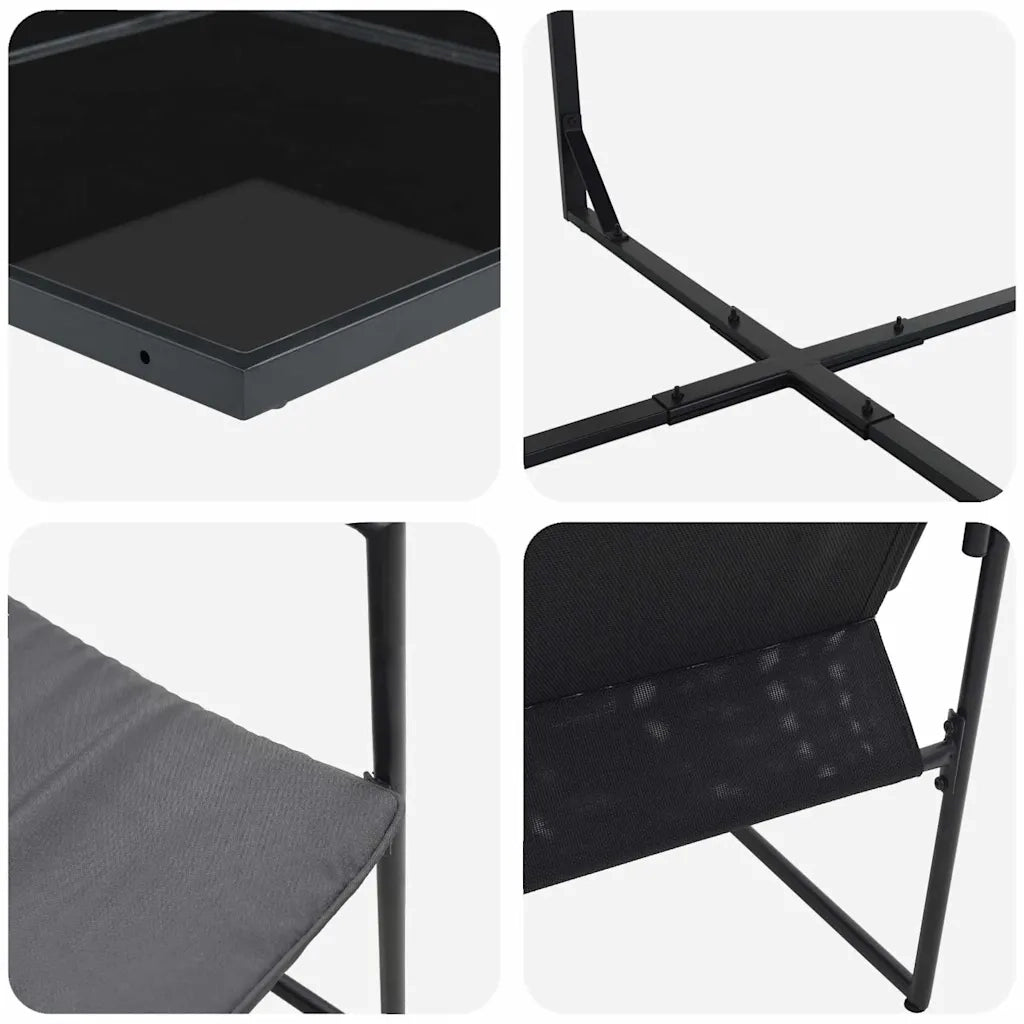 Set da Pranzo per Giardino 9 pcs Nero Acciaio 3335868