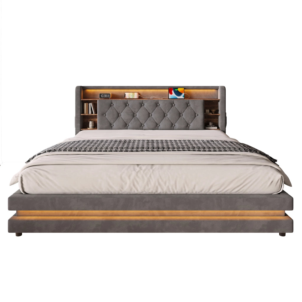 letto imbottito velluto grigio scuro 180 x 200 cm
