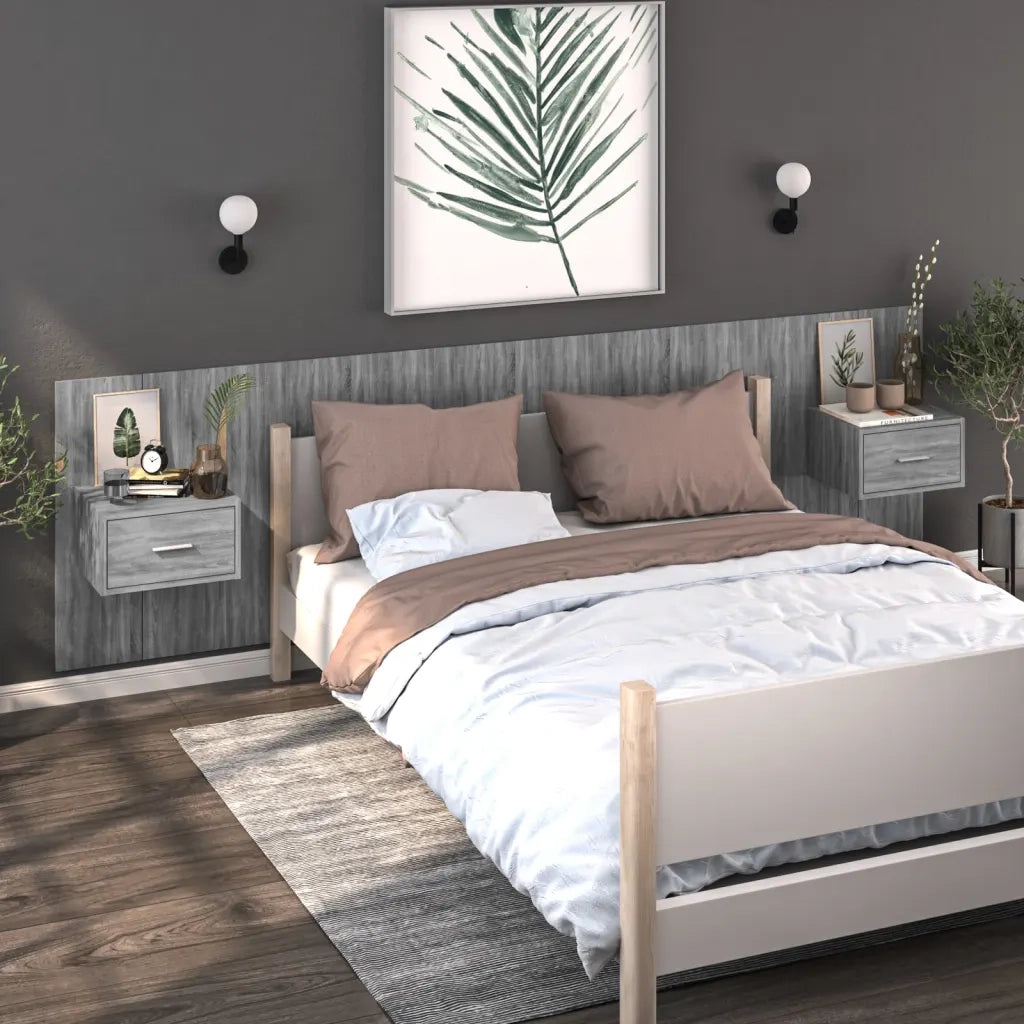 Comodino | Armadio da Notte | Mobiletto da notte a Muro Grigio Sonoma